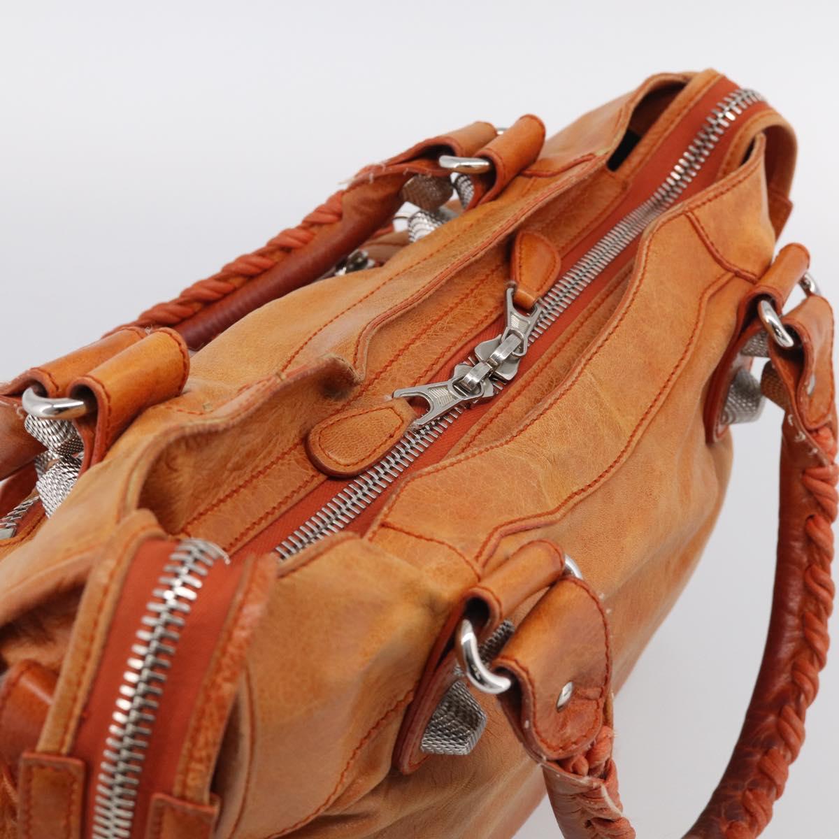 Balenciaga The Giant City Hand Bag Leather 2way Orange 173084 Auth 209082A