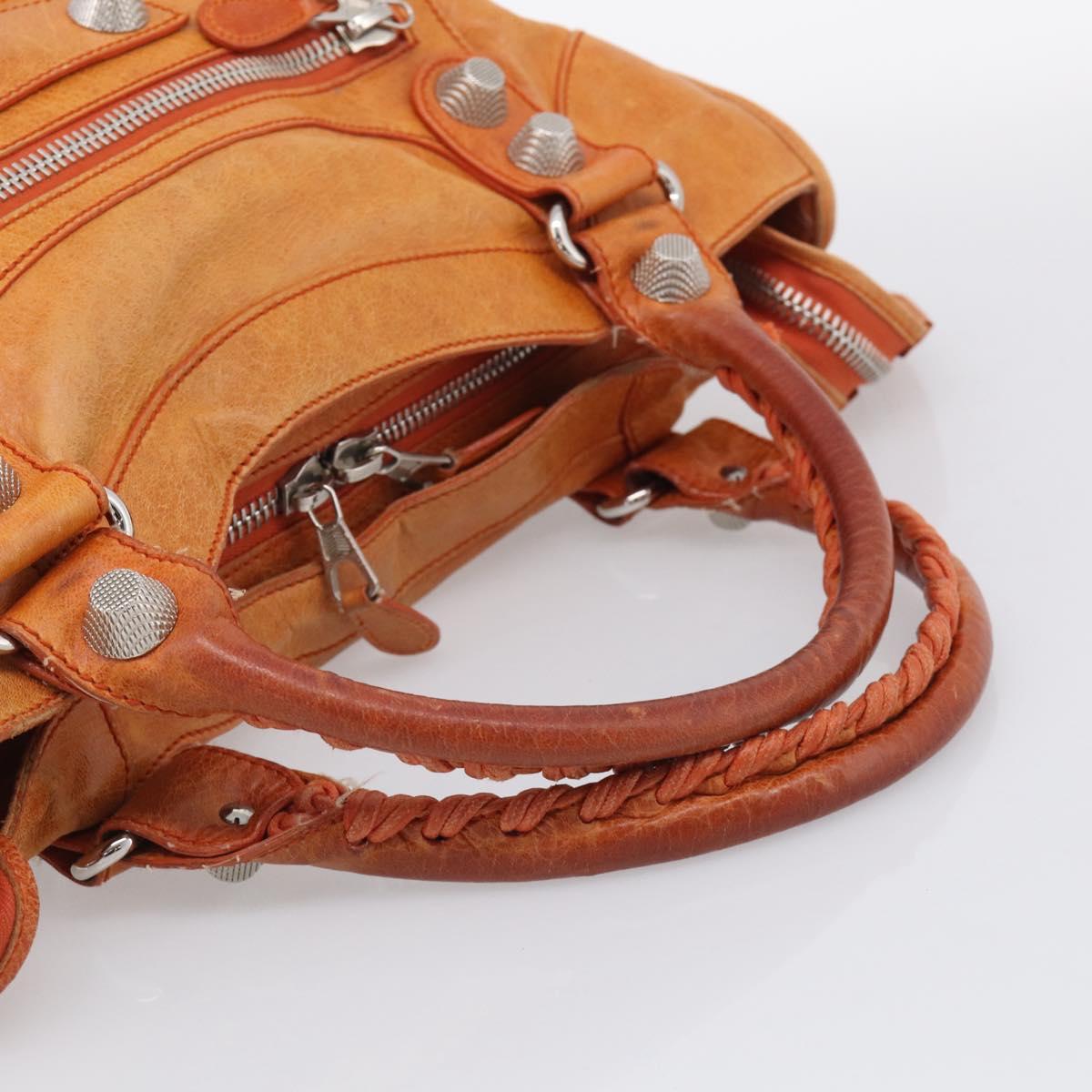 Balenciaga The Giant City Hand Bag Leather 2way Orange 173084 Auth 209082A