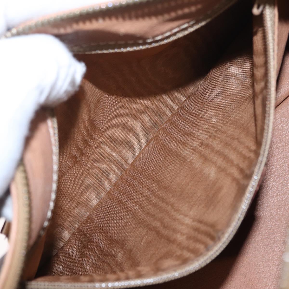 CELINE Macadam Hand Bag PVC Brown Gold Tone Auth 209086A