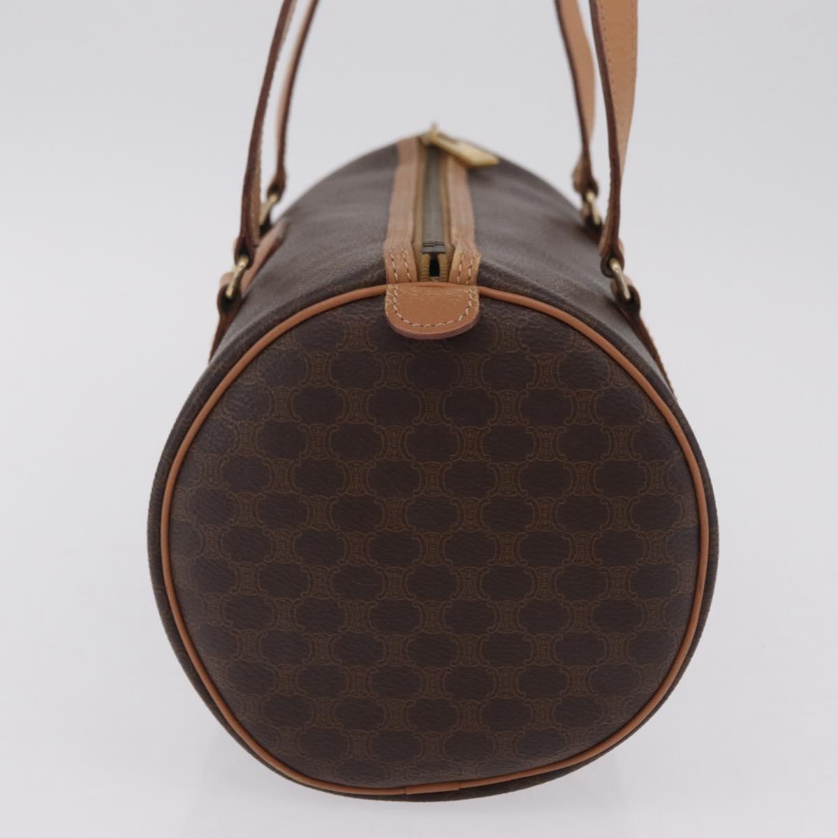 CELINE Macadam Hand Bag PVC Brown Gold Tone Auth 209086A