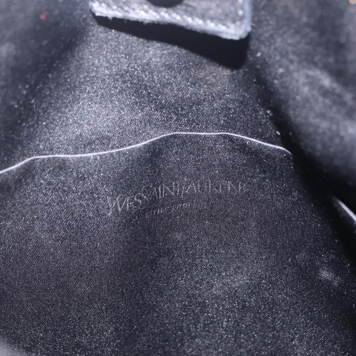 Saint Laurent Shoulder Bag Canvas Black Silver Auth 209089