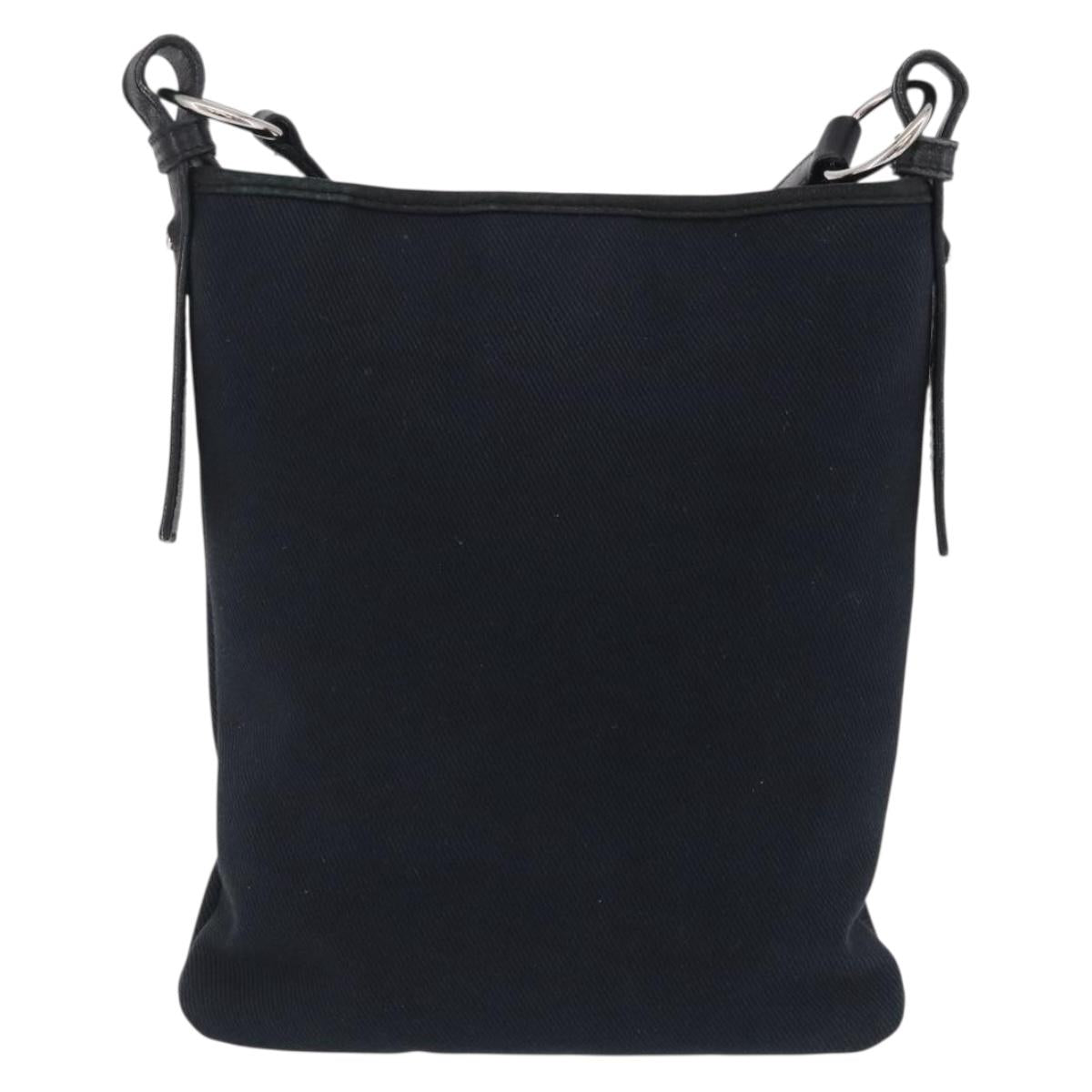 Saint Laurent Shoulder Bag Canvas Black Silver Auth 209089