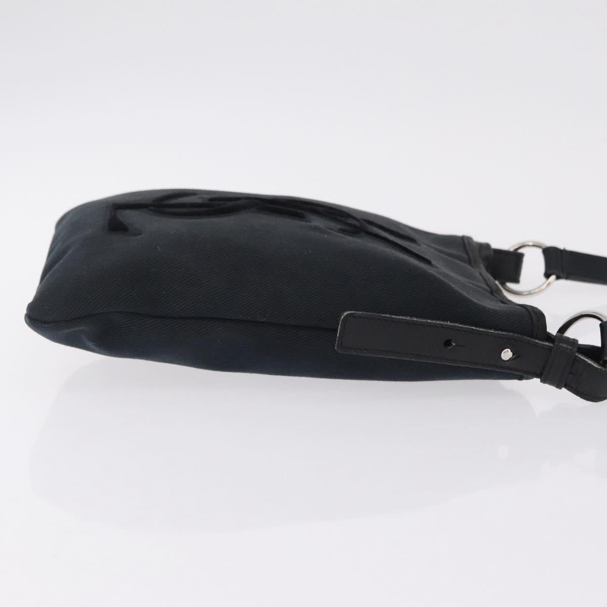 Saint Laurent Shoulder Bag Canvas Black Silver Auth 209089