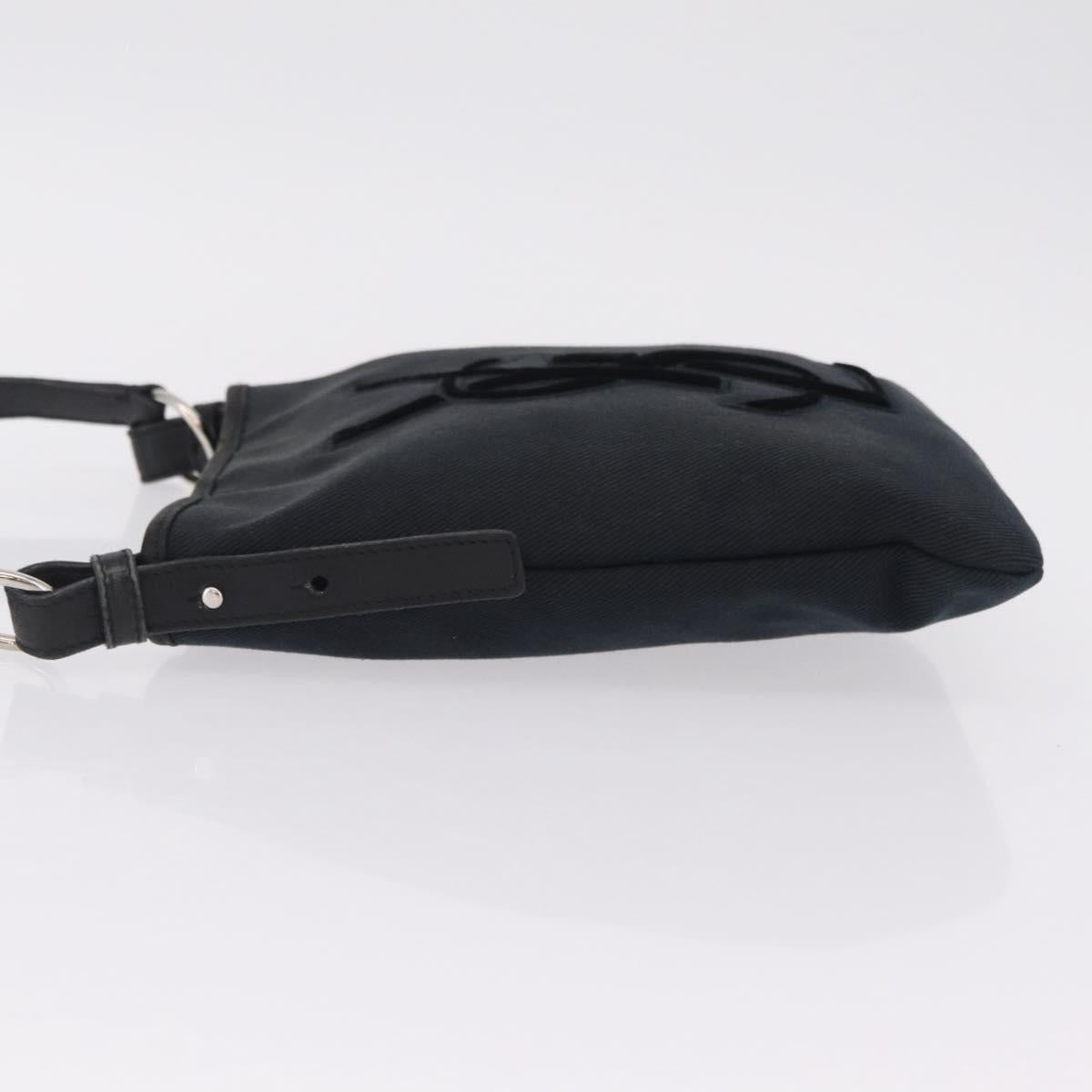 Saint Laurent Shoulder Bag Canvas Black Silver Auth 209089