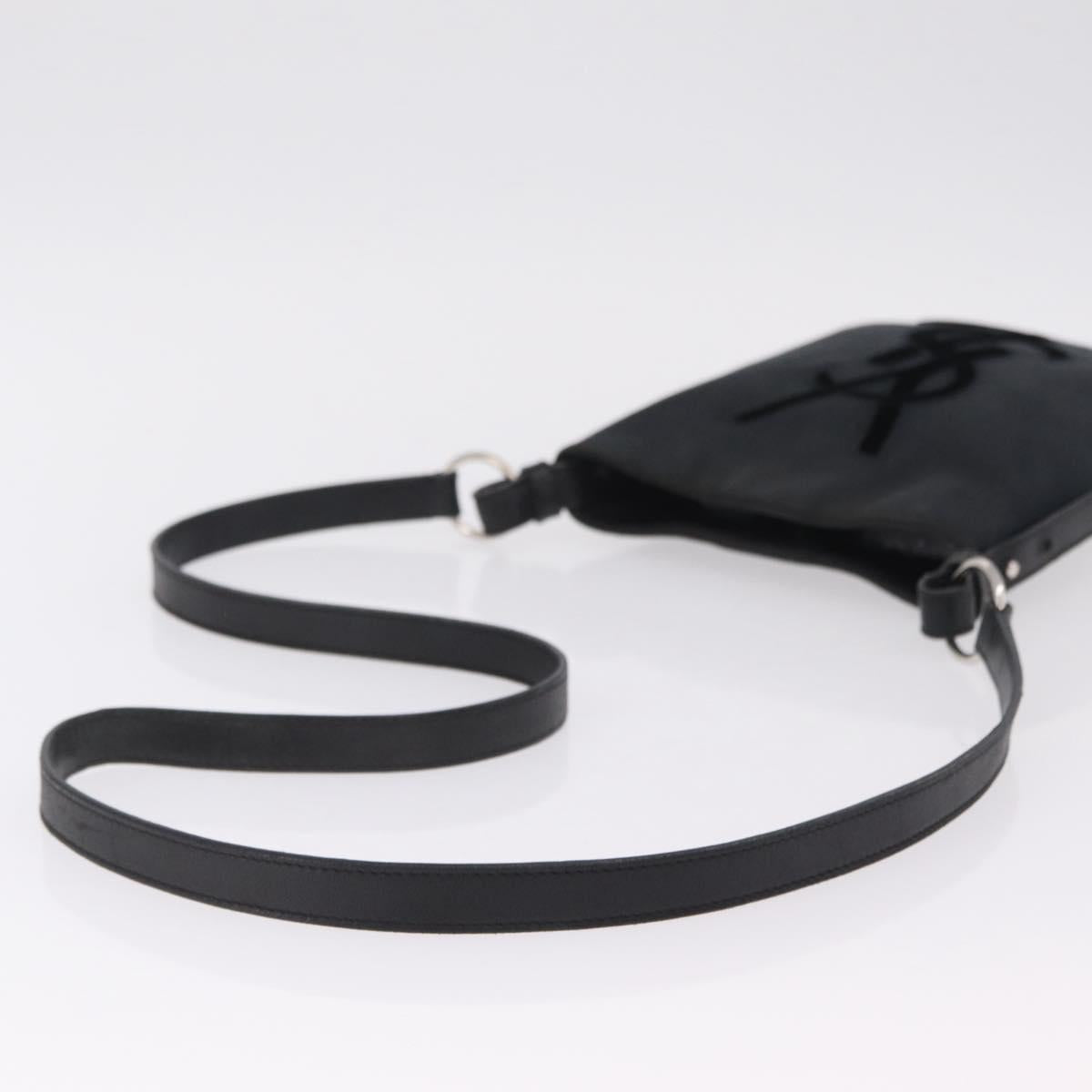 Saint Laurent Shoulder Bag Canvas Black Silver Auth 209089