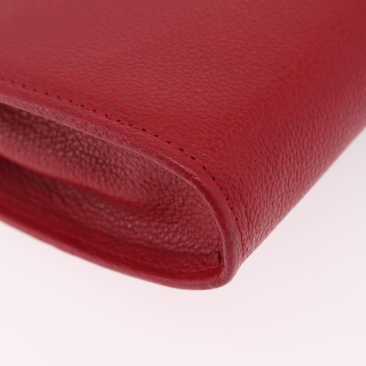 Saint Laurent Shoulder Bag Leather Red Gold Tone Auth 209090A