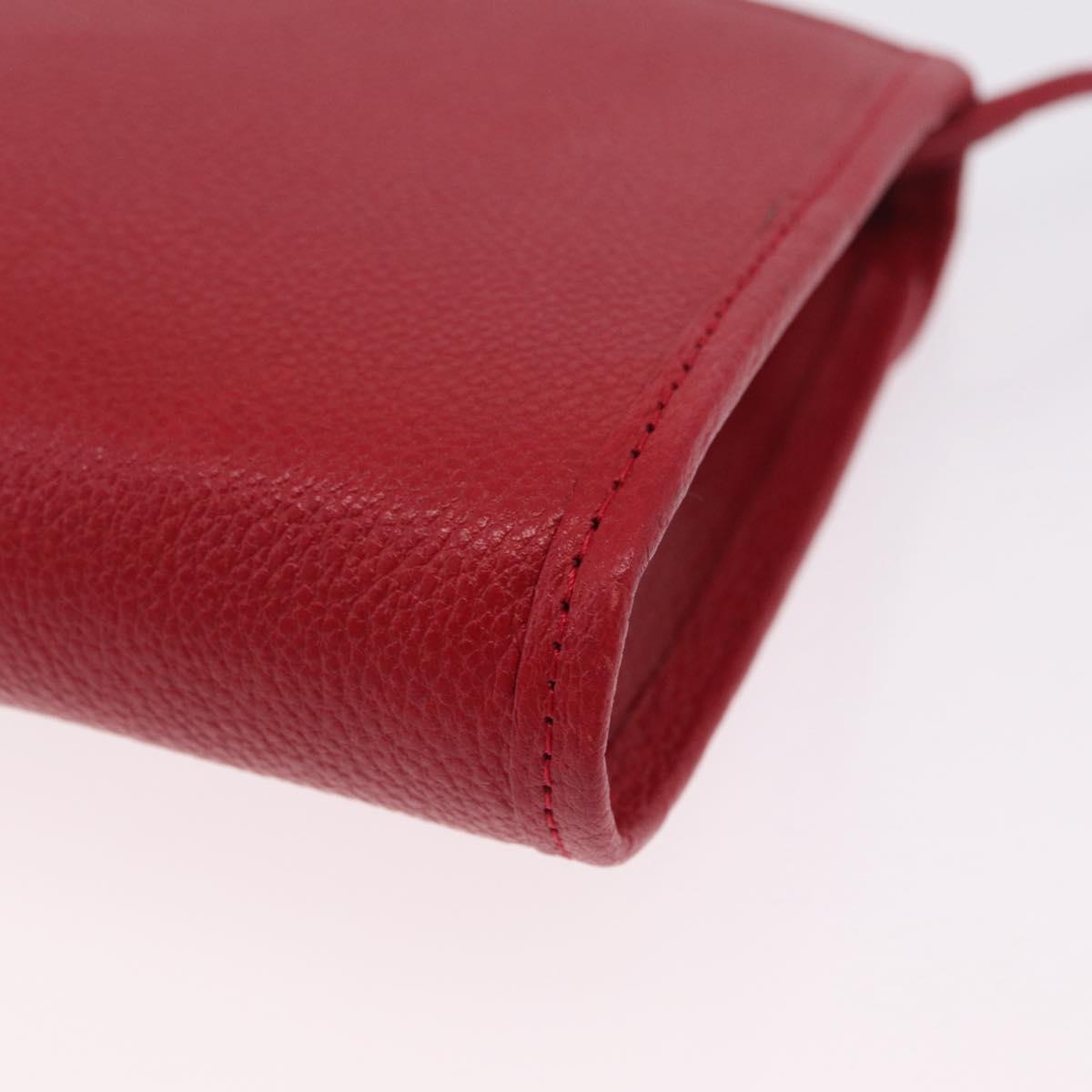 Saint Laurent Shoulder Bag Leather Red Gold Tone Auth 209090A