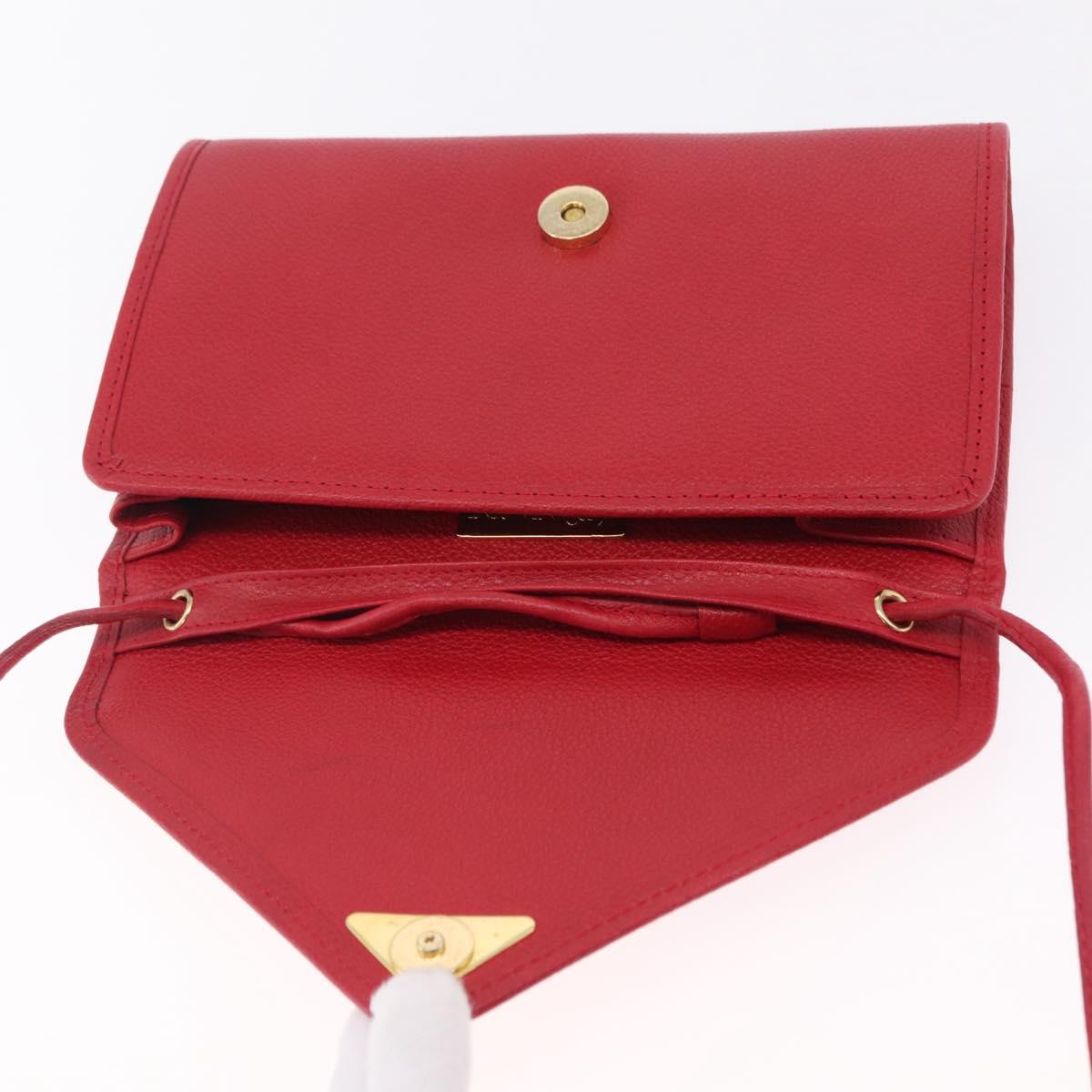 Saint Laurent Shoulder Bag Leather Red Gold Tone Auth 209090A