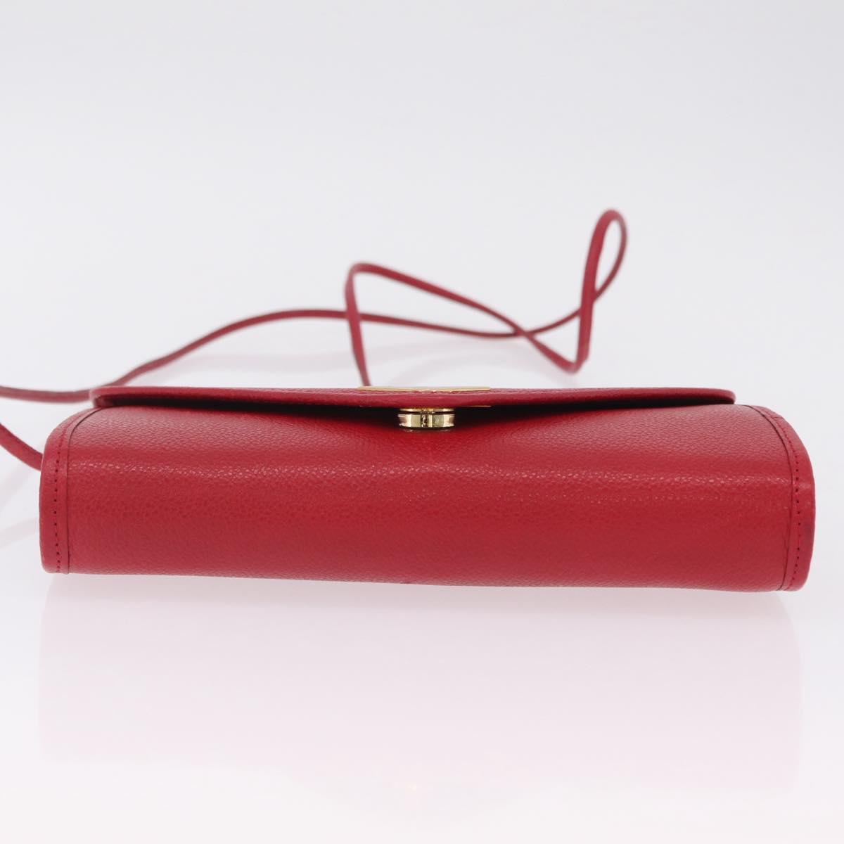 Saint Laurent Shoulder Bag Leather Red Gold Tone Auth 209090A