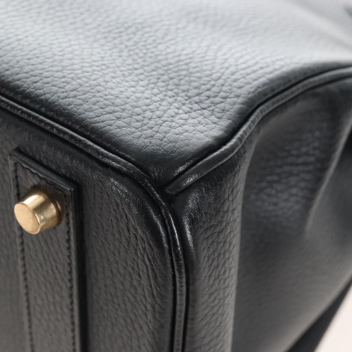 HERMES Birkin 40 Hand Bag Taurillon Clemence Black Gold Tone Auth 209093SM