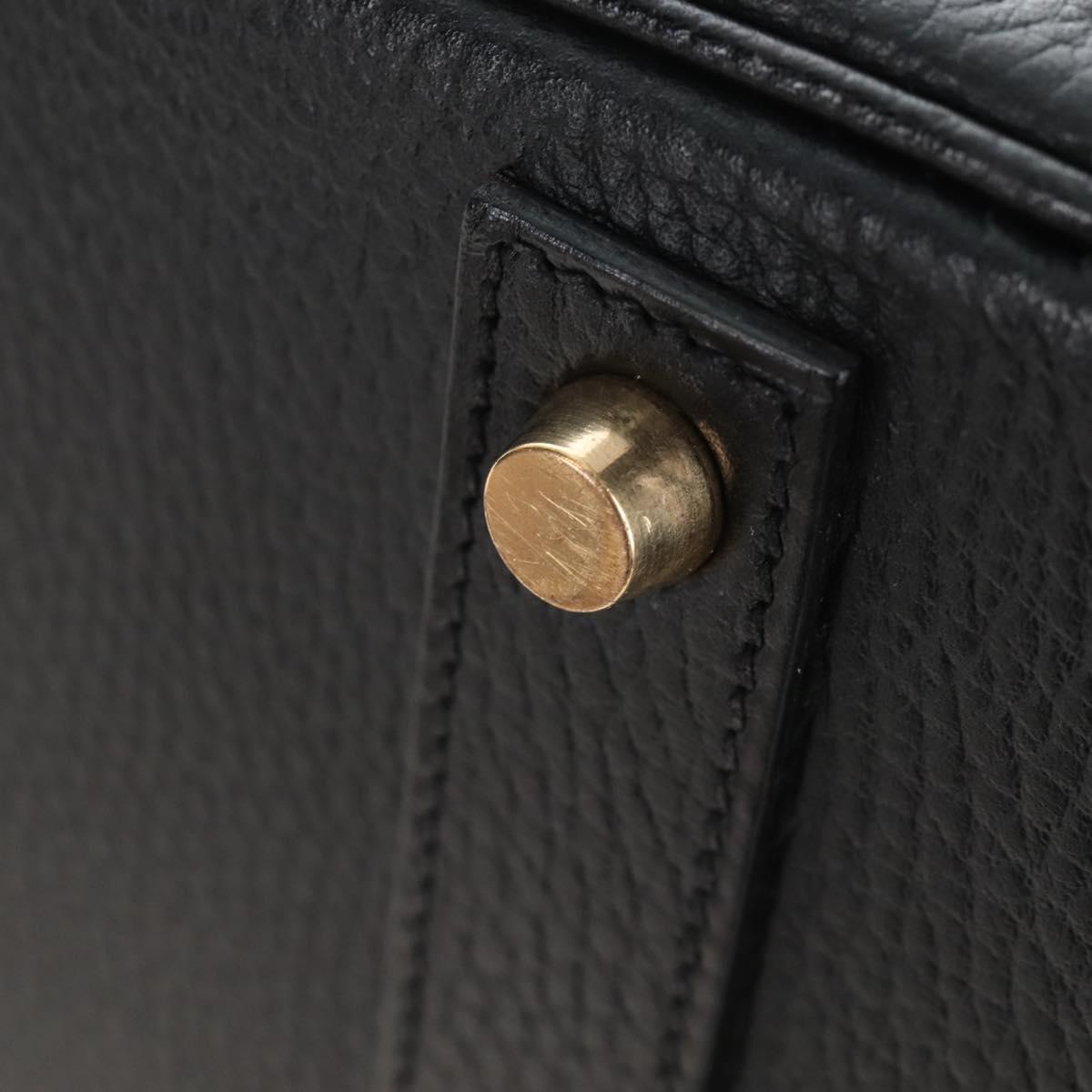 HERMES Birkin 40 Hand Bag Taurillon Clemence Black Gold Tone Auth 209093SM