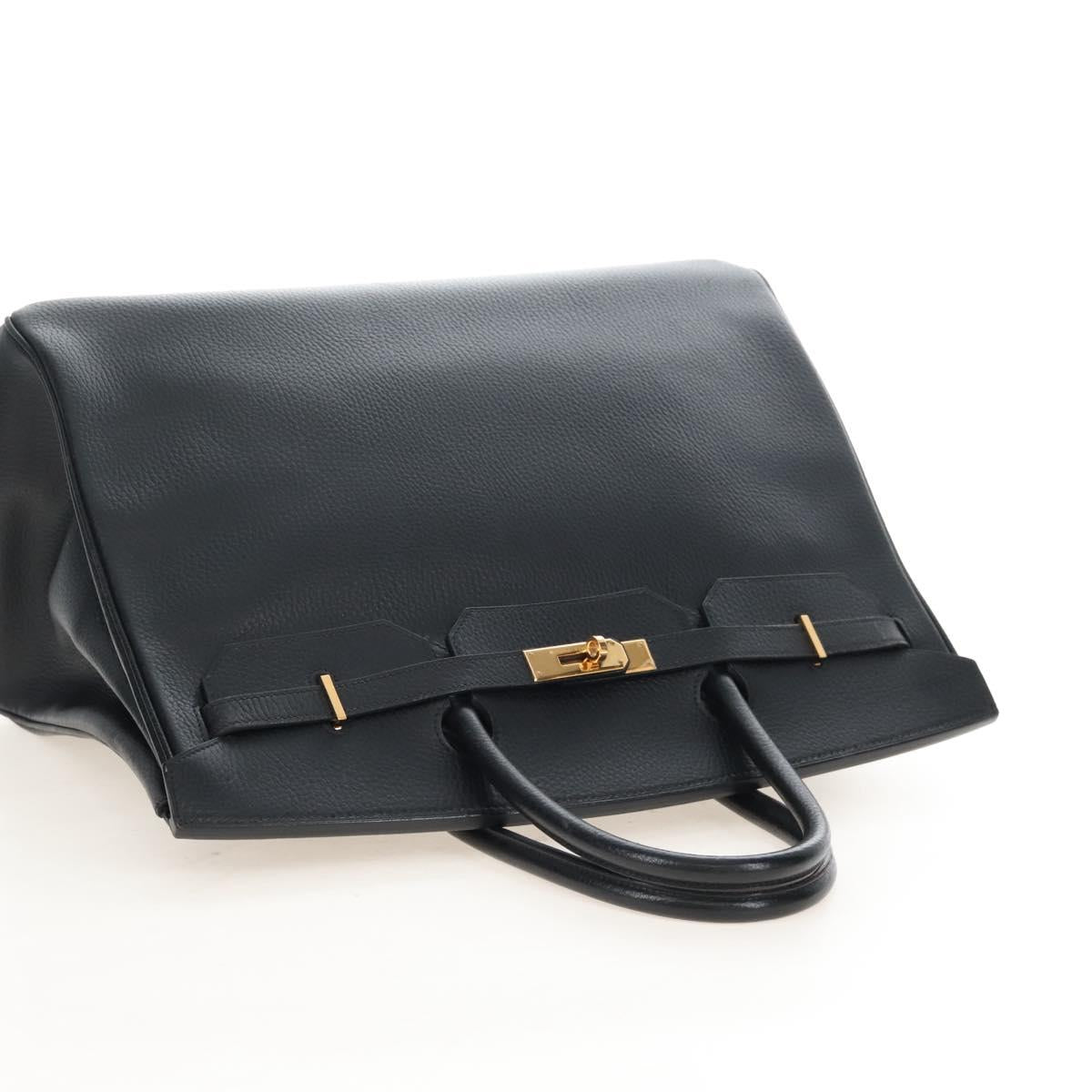 HERMES Birkin 40 Hand Bag Taurillon Clemence Black Gold Tone Auth 209093SM