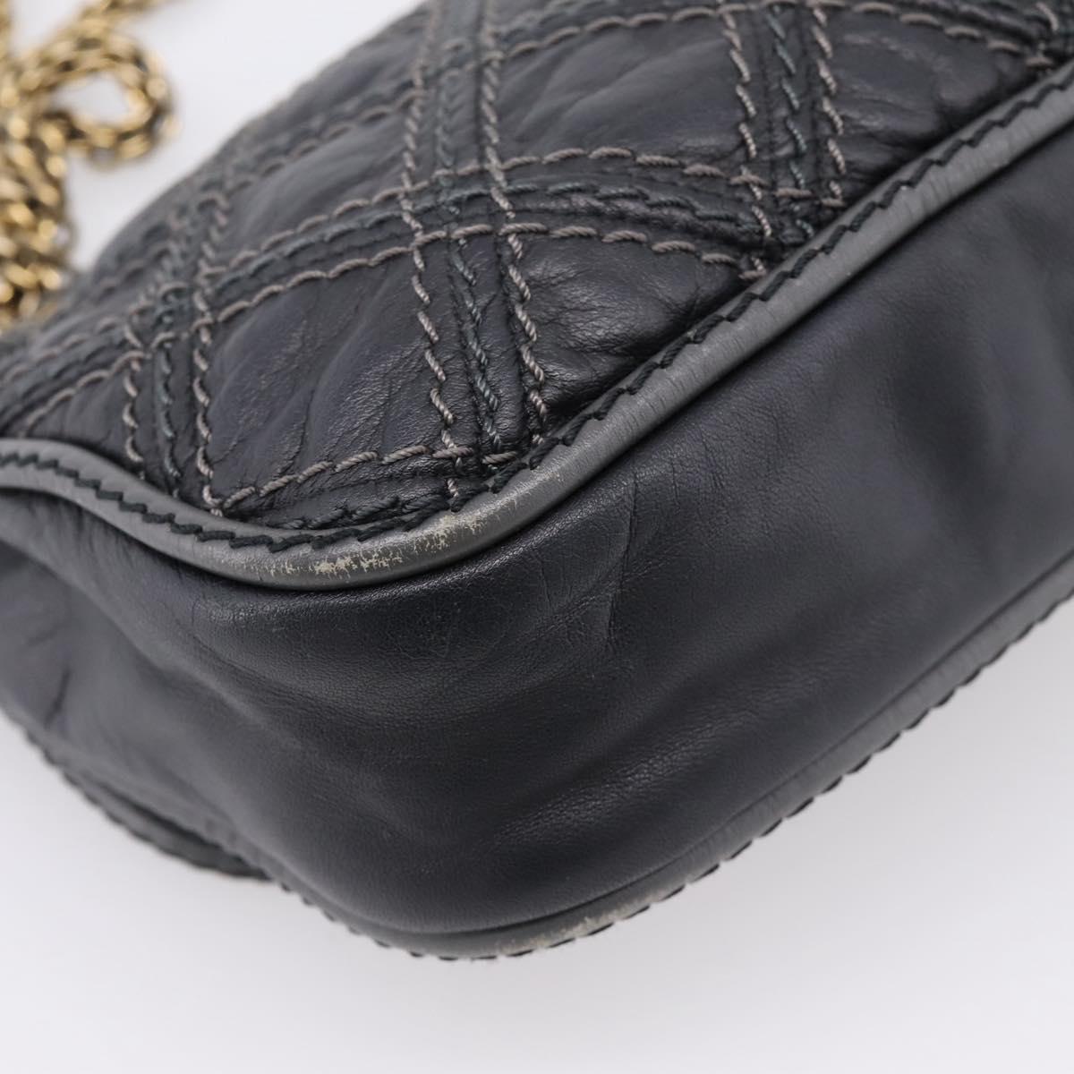 CHANEL Wild Stitch Chain Shoulder Bag Leather Black Gold Tone CC Auth 209101V