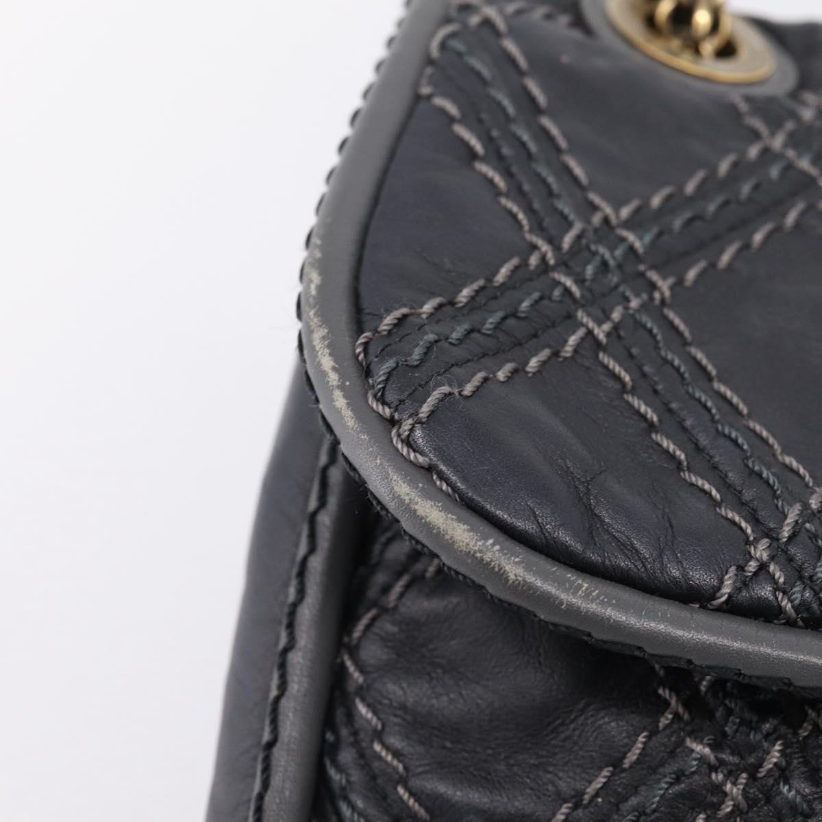 CHANEL Wild Stitch Chain Shoulder Bag Leather Black Gold Tone CC Auth 209101V