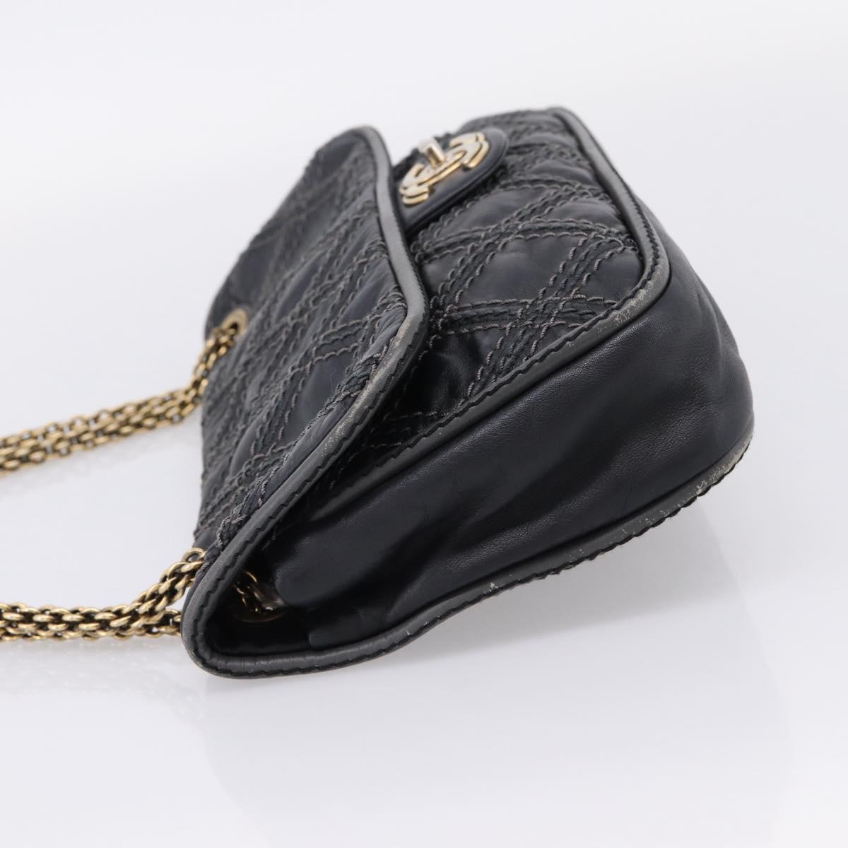 CHANEL Wild Stitch Chain Shoulder Bag Leather Black Gold Tone CC Auth 209101V