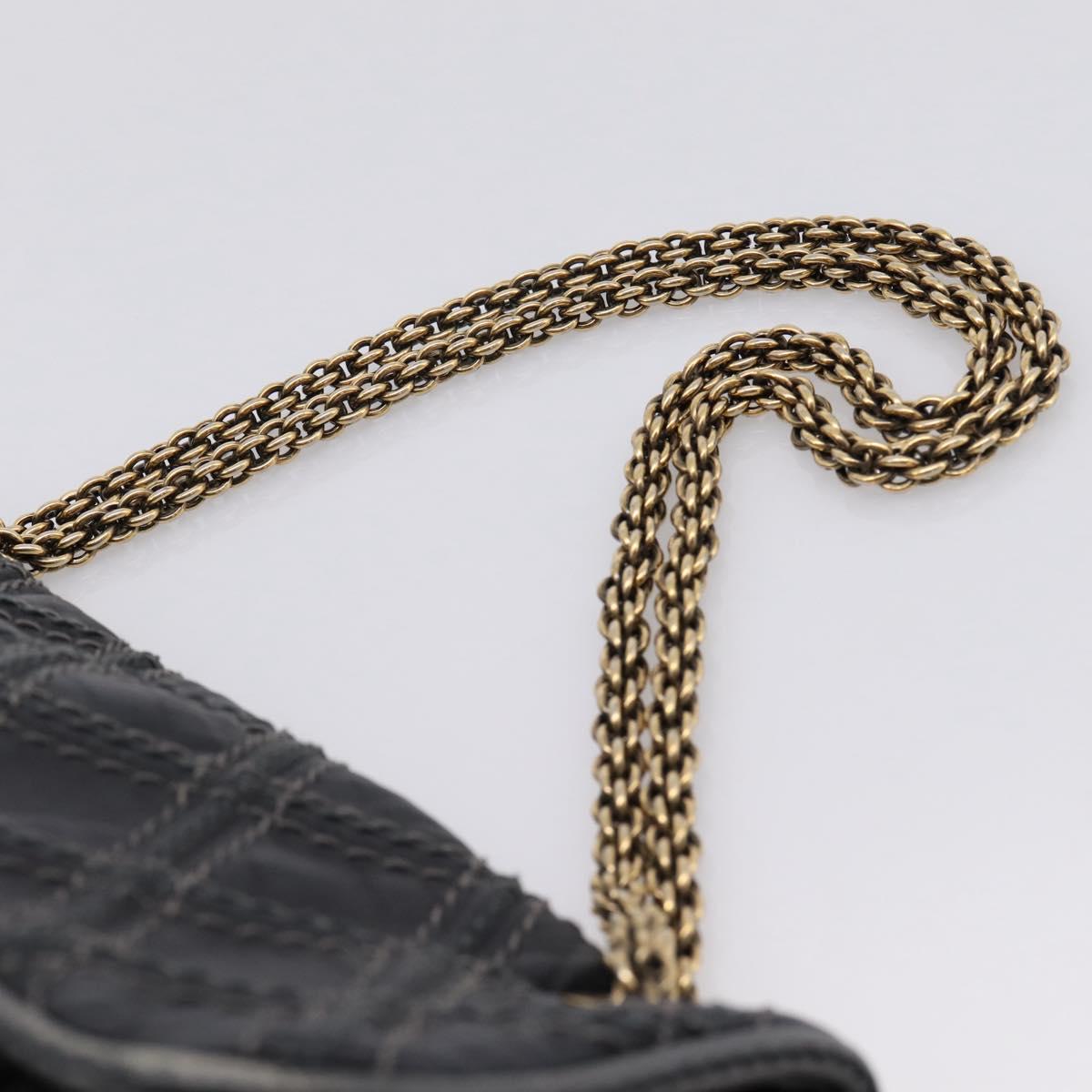 CHANEL Wild Stitch Chain Shoulder Bag Leather Black Gold Tone CC Auth 209101V