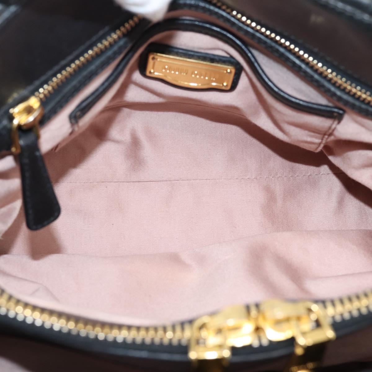 Miu Miu Matelasse Hand Bag Leather 2way Black Gold Tone Auth 209103A