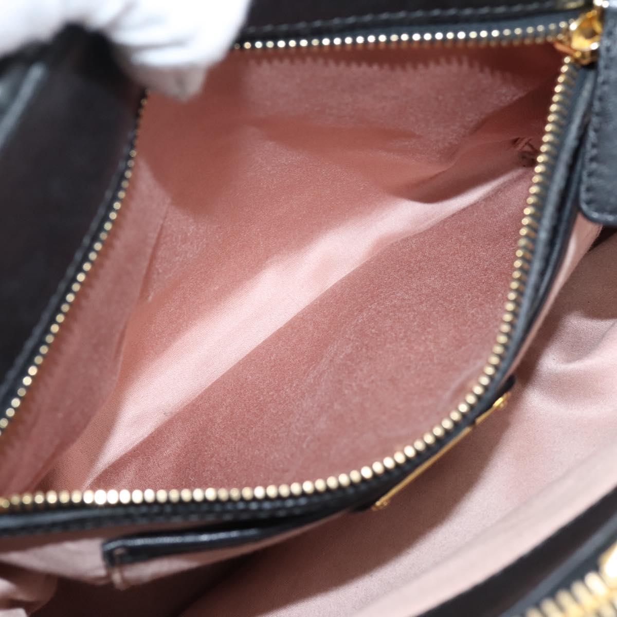 Miu Miu Matelasse Hand Bag Leather 2way Black Gold Tone Auth 209103A
