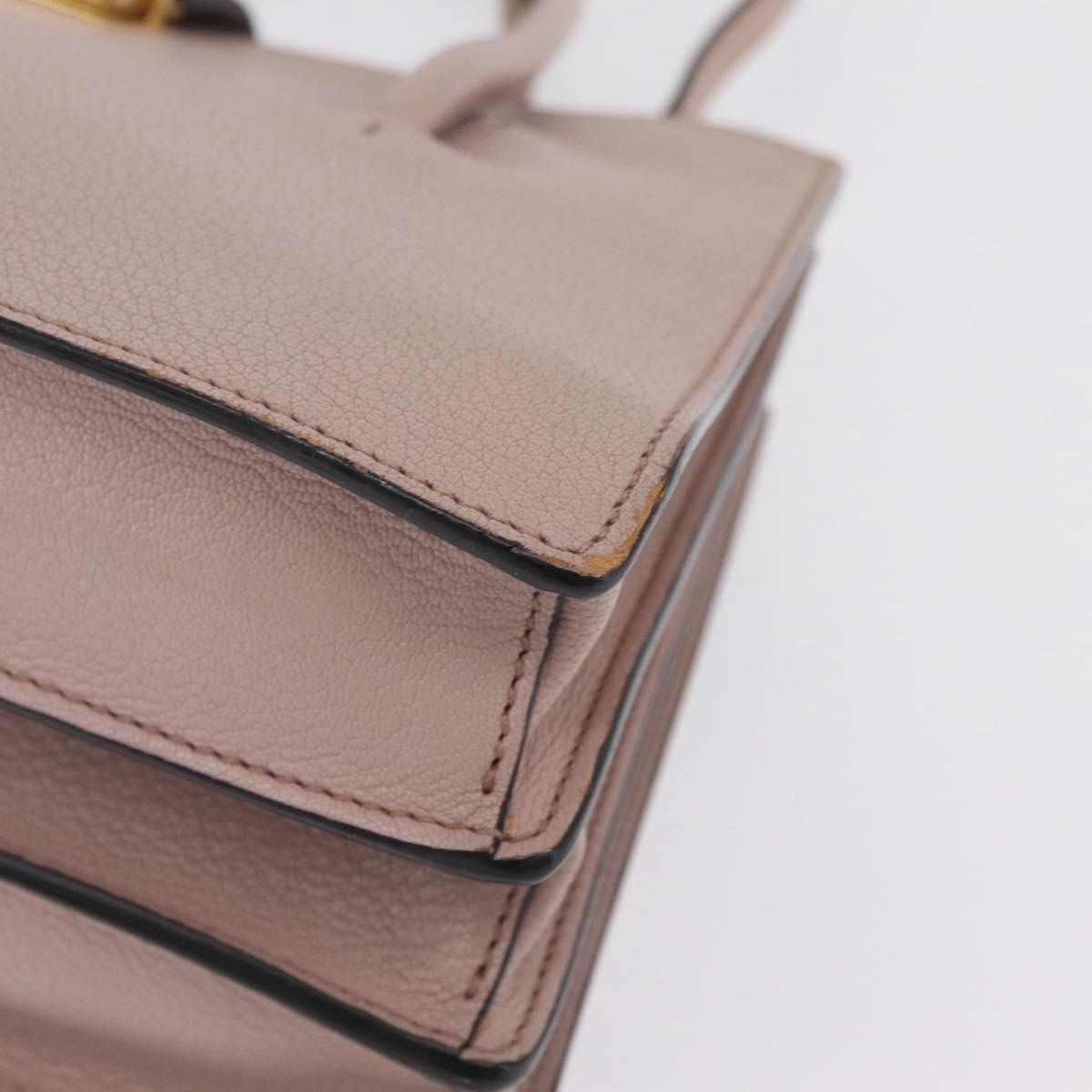 Miu Miu Hand Bag Leather 2way Beige Gold Tone Auth 209104