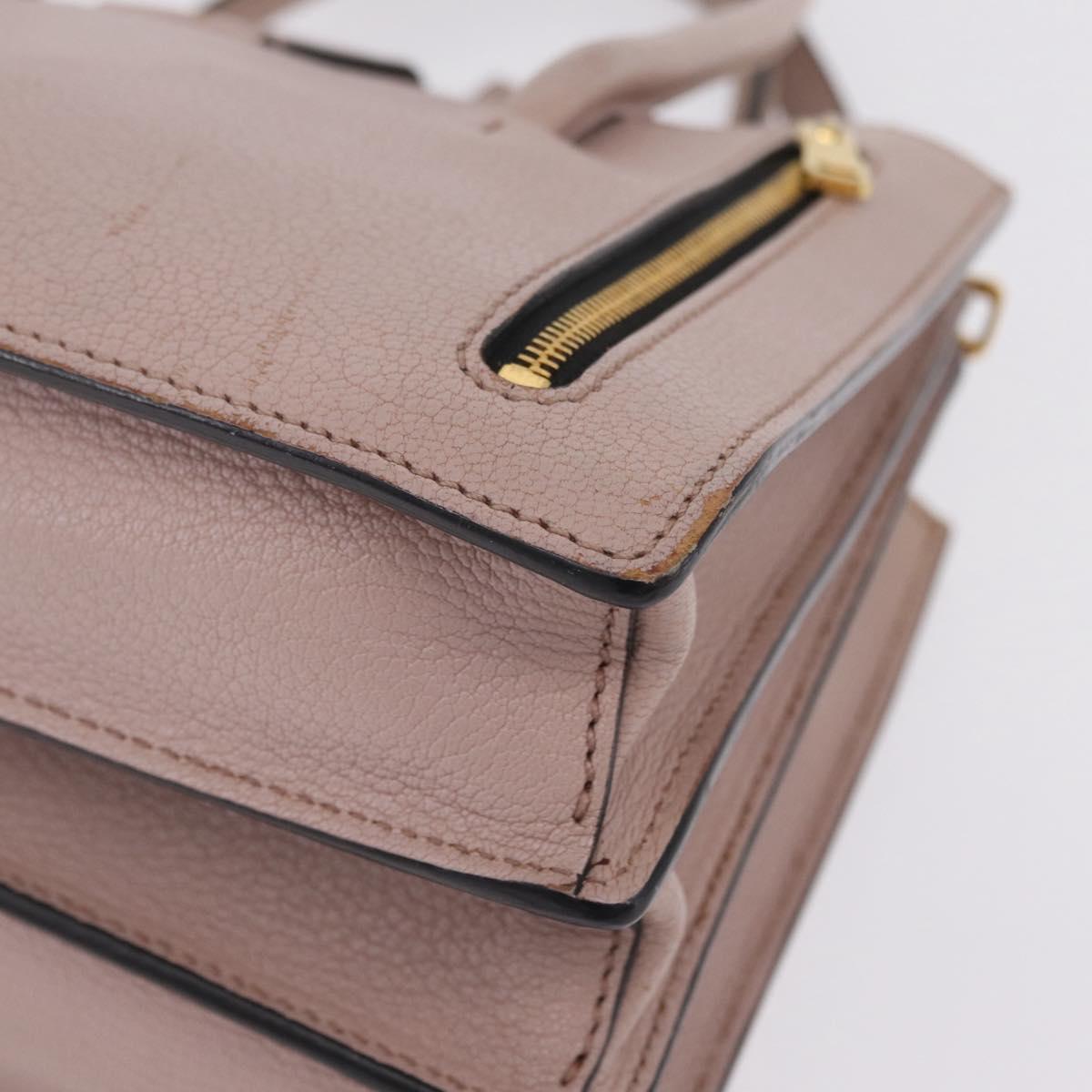 Miu Miu Hand Bag Leather 2way Beige Gold Tone Auth 209104