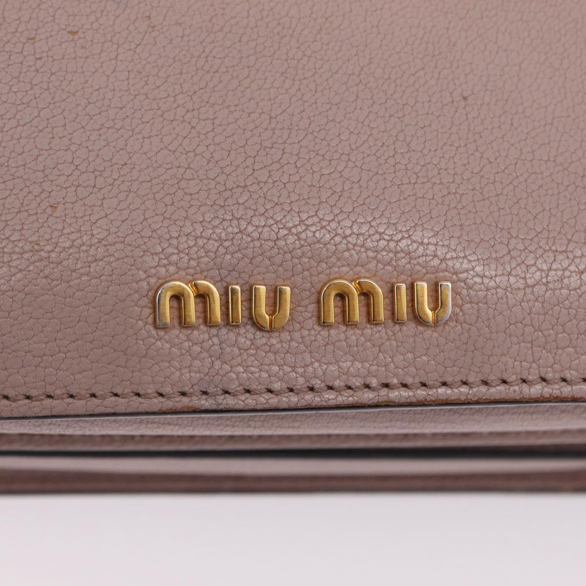 Miu Miu Hand Bag Leather 2way Beige Gold Tone Auth 209104