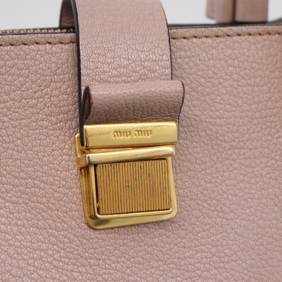 Miu Miu Hand Bag Leather 2way Beige Gold Tone Auth 209104