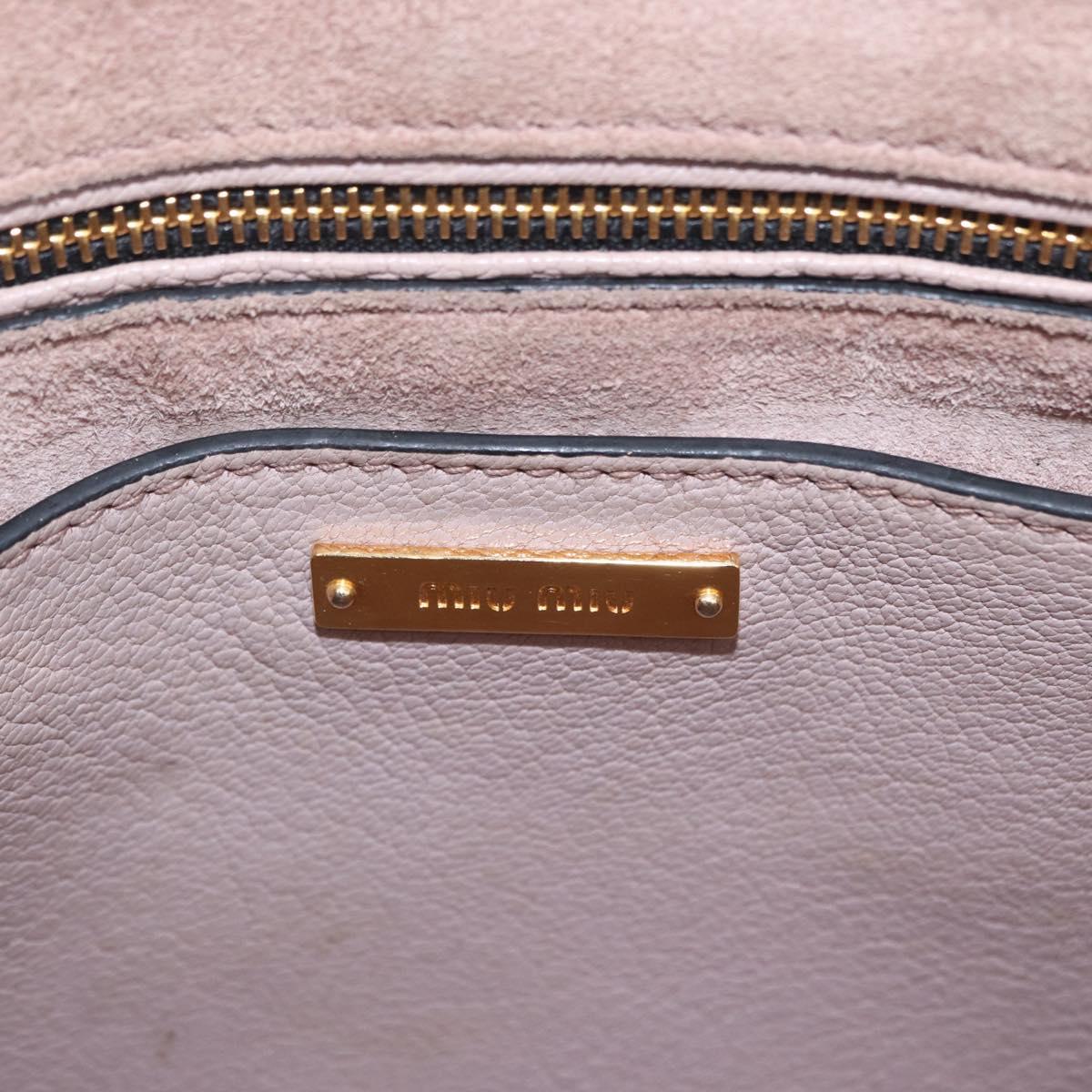 Miu Miu Hand Bag Leather 2way Beige Gold Tone Auth 209104