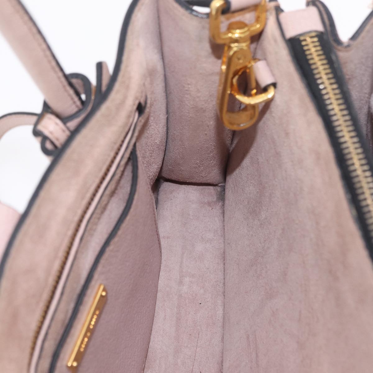 Miu Miu Hand Bag Leather 2way Beige Gold Tone Auth 209104