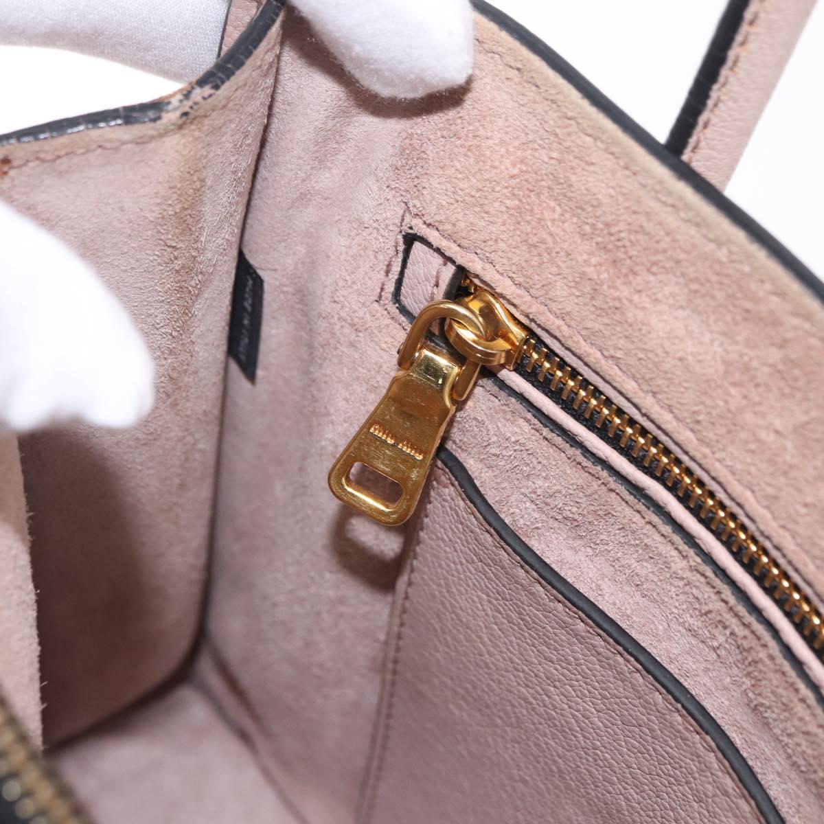 Miu Miu Hand Bag Leather 2way Beige Gold Tone Auth 209104