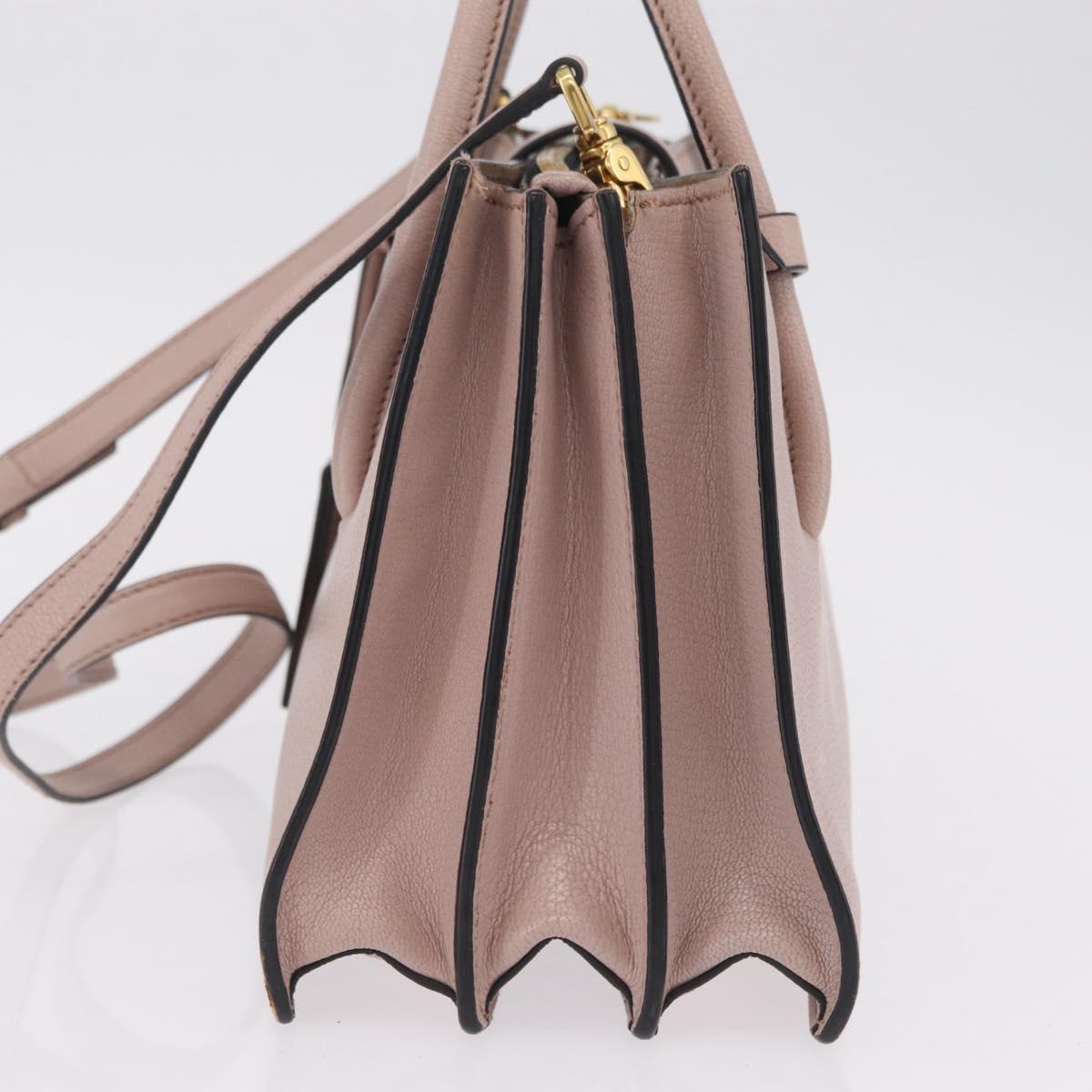 Miu Miu Hand Bag Leather 2way Beige Gold Tone Auth 209104