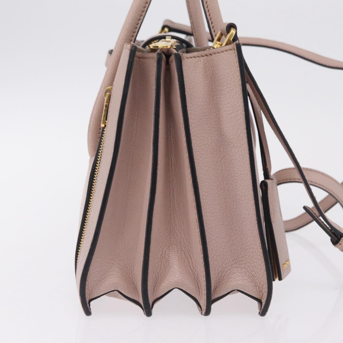 Miu Miu Hand Bag Leather 2way Beige Gold Tone Auth 209104