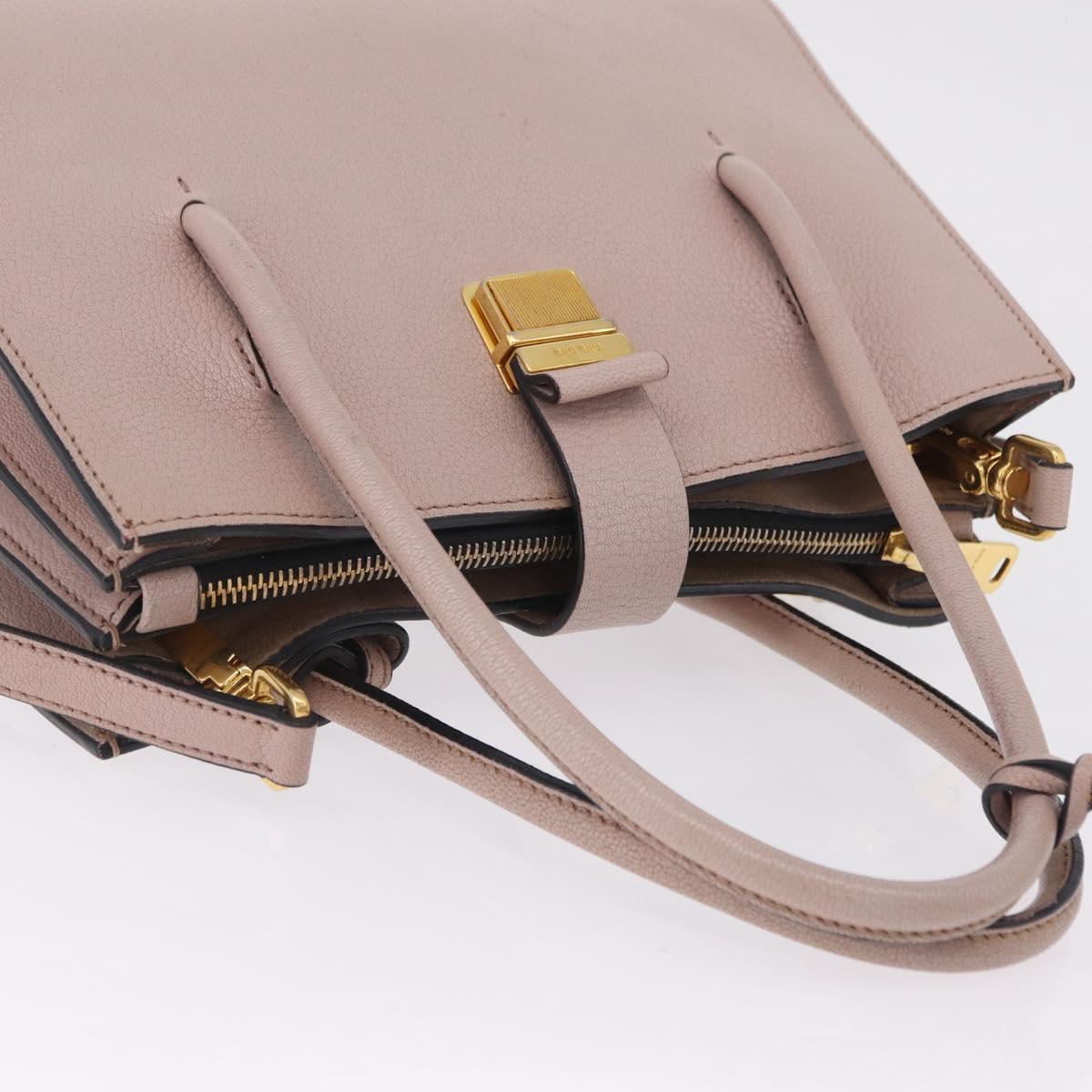 Miu Miu Hand Bag Leather 2way Beige Gold Tone Auth 209104