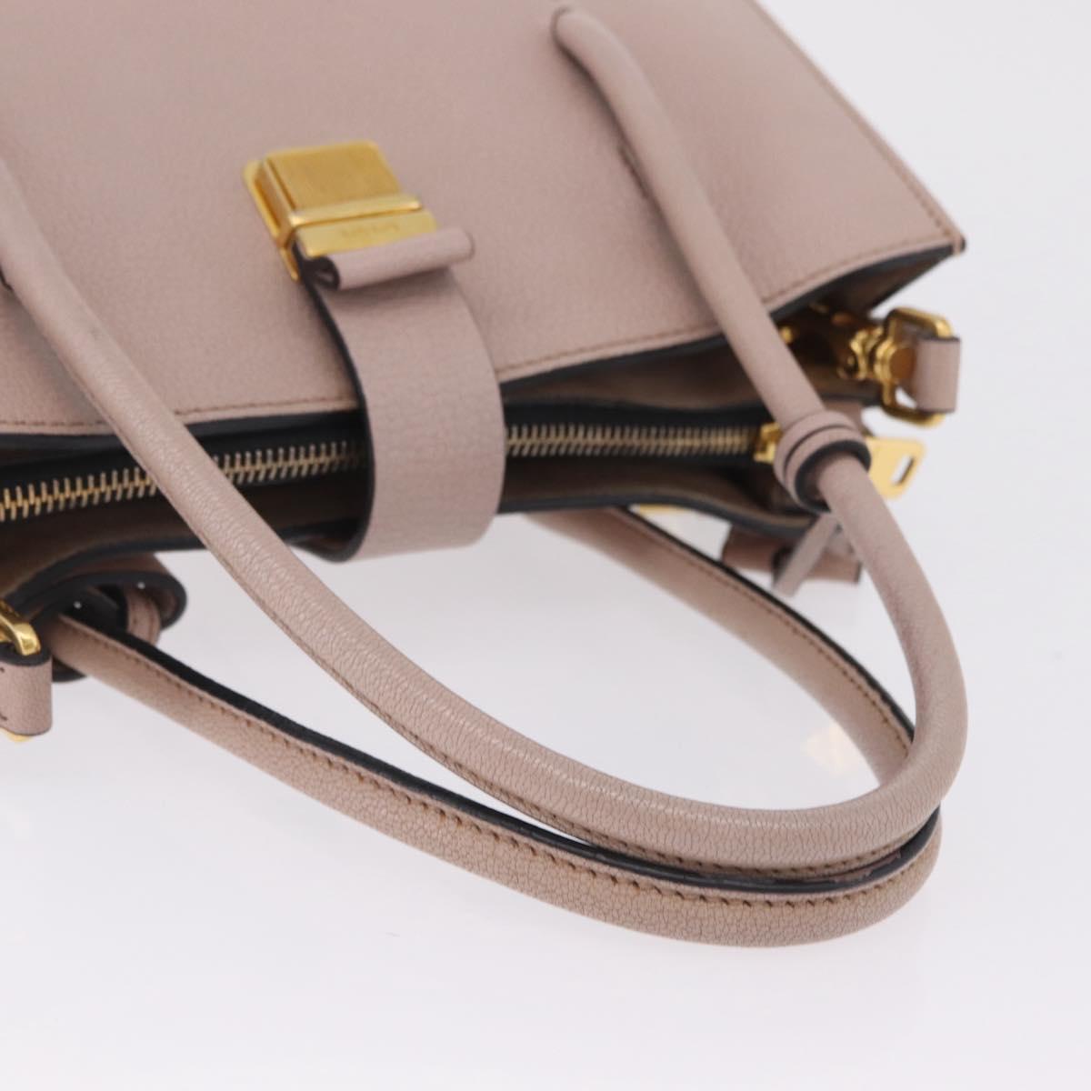 Miu Miu Hand Bag Leather 2way Beige Gold Tone Auth 209104