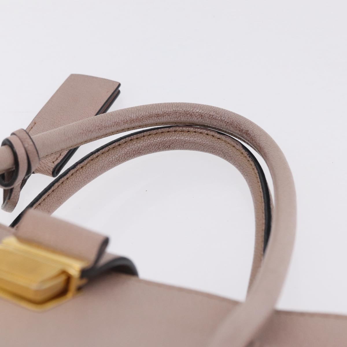 Miu Miu Hand Bag Leather 2way Beige Gold Tone Auth 209104