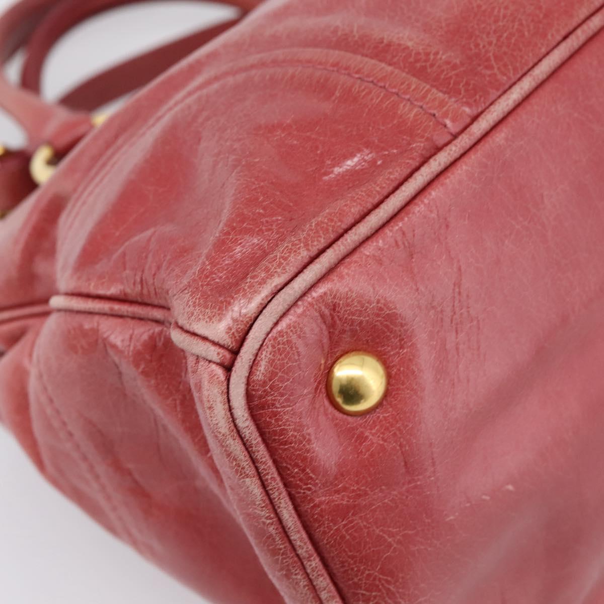 Miu Miu Hand Bag Leather 2way Pink Gold Tone Auth 209105V