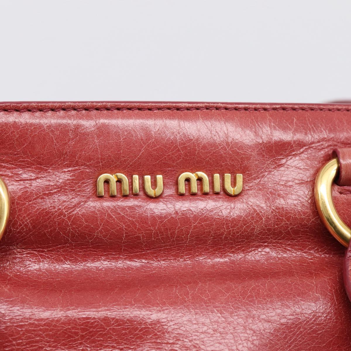 Miu Miu Hand Bag Leather 2way Pink Gold Tone Auth 209105V