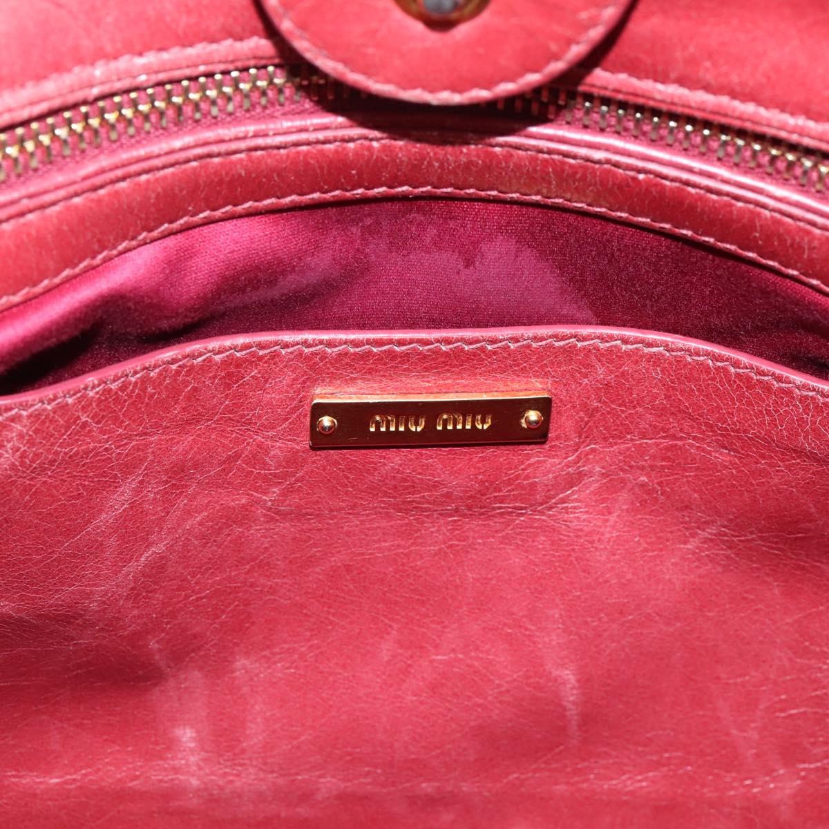 Miu Miu Hand Bag Leather 2way Pink Gold Tone Auth 209105V