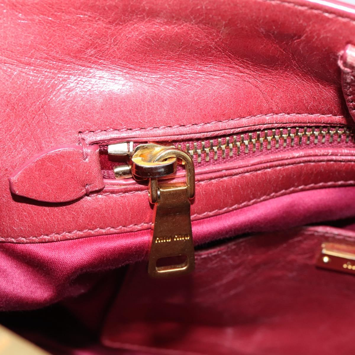 Miu Miu Hand Bag Leather 2way Pink Gold Tone Auth 209105V