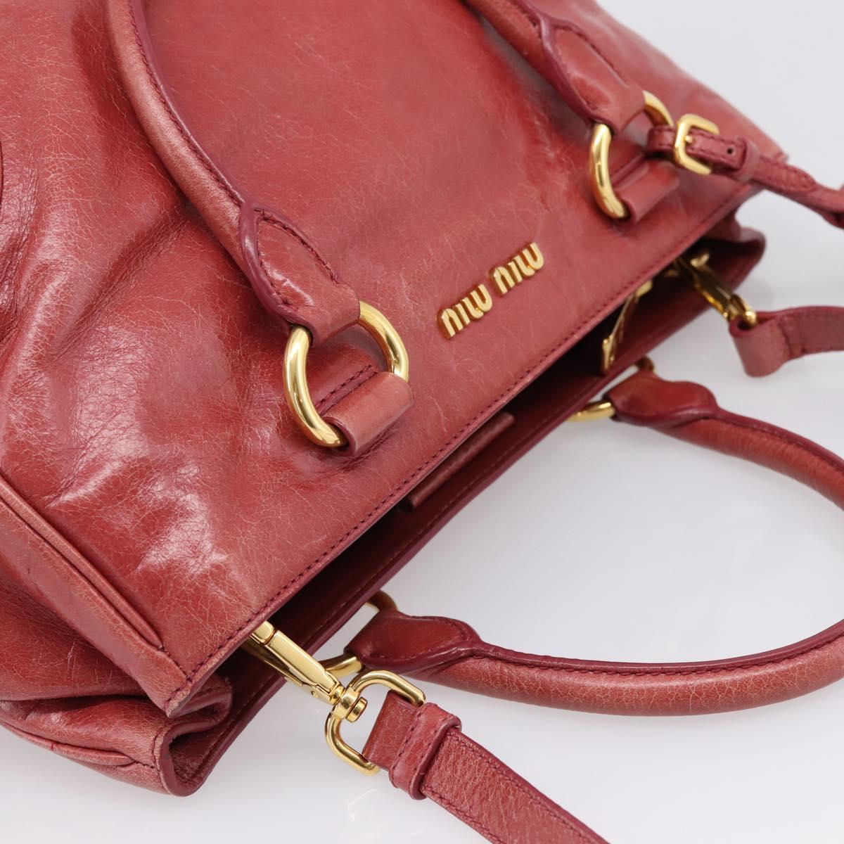Miu Miu Hand Bag Leather 2way Pink Gold Tone Auth 209105V