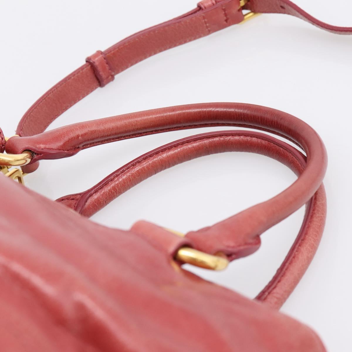 Miu Miu Hand Bag Leather 2way Pink Gold Tone Auth 209105V