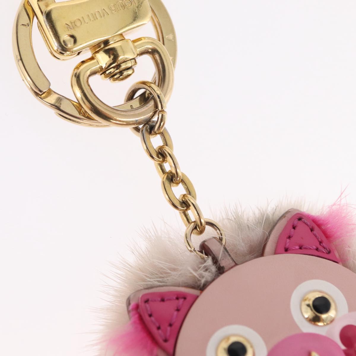 LOUIS VUITTON Bijoux Sac Wild Fur Charm Pink Gold Tone M64260 LV Auth 209113M