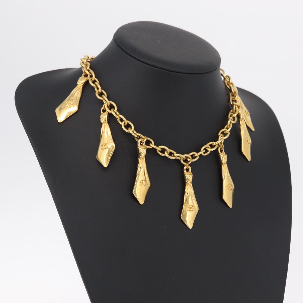 CHANEL Necklace Metal Gold CC Auth 209116V