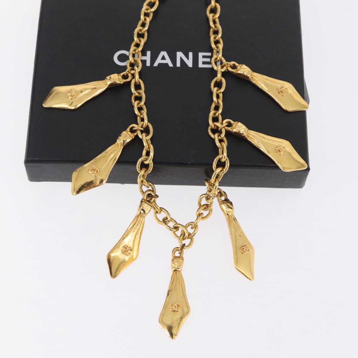 CHANEL Necklace Metal Gold CC Auth 209116V
