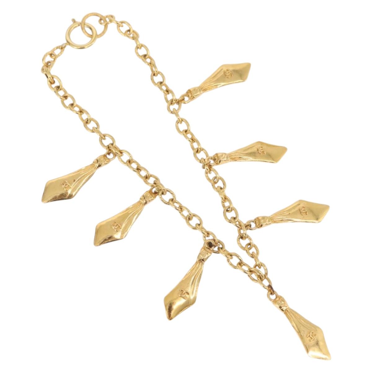 CHANEL Necklace Metal Gold CC Auth 209116V