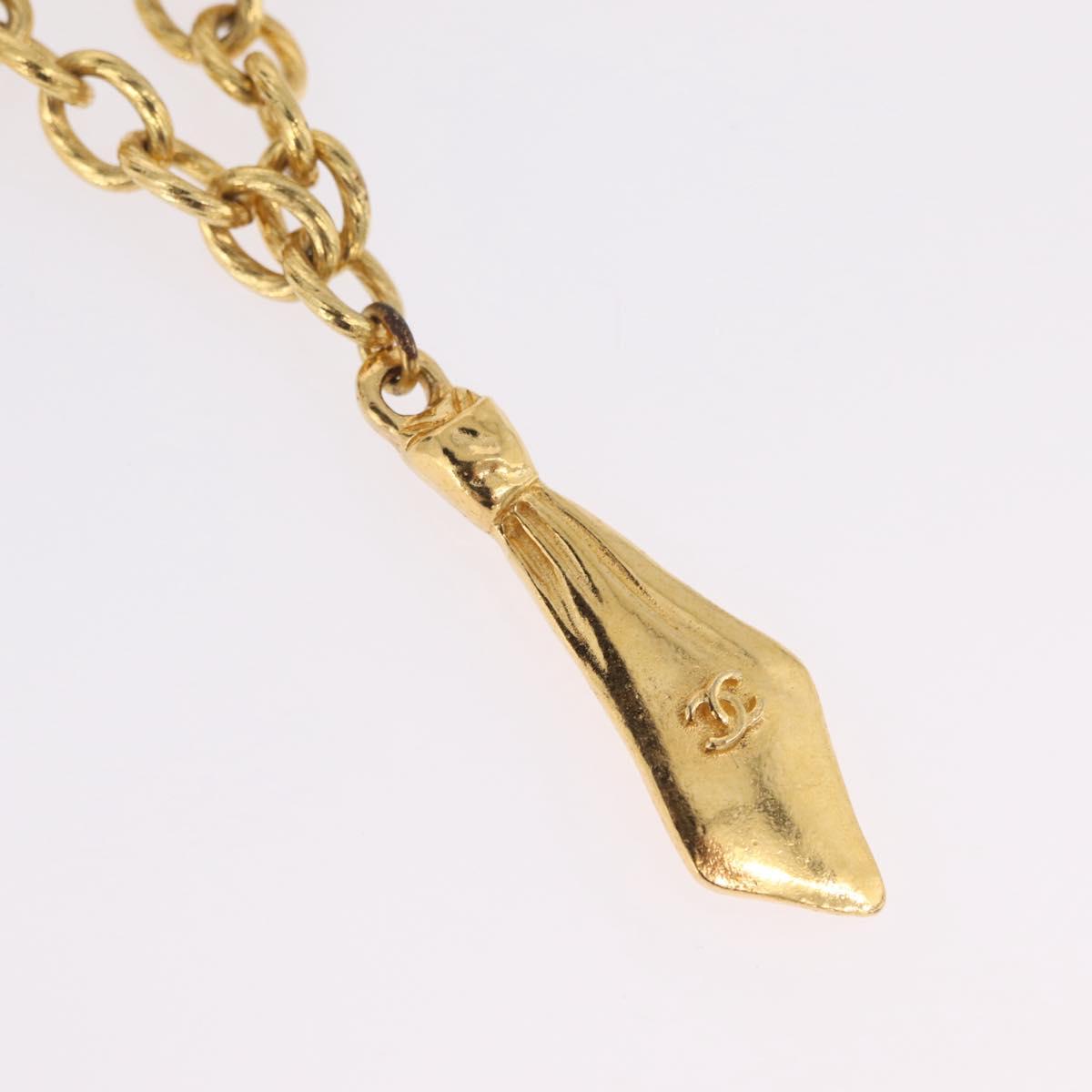 CHANEL Necklace Metal Gold CC Auth 209116V