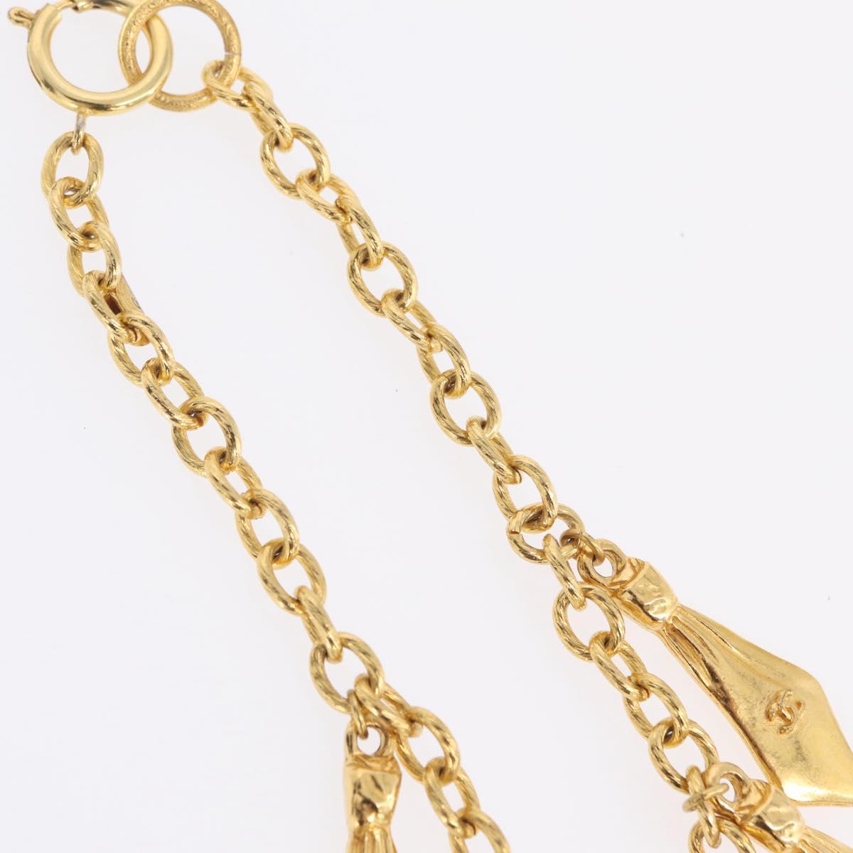 CHANEL Necklace Metal Gold CC Auth 209116V