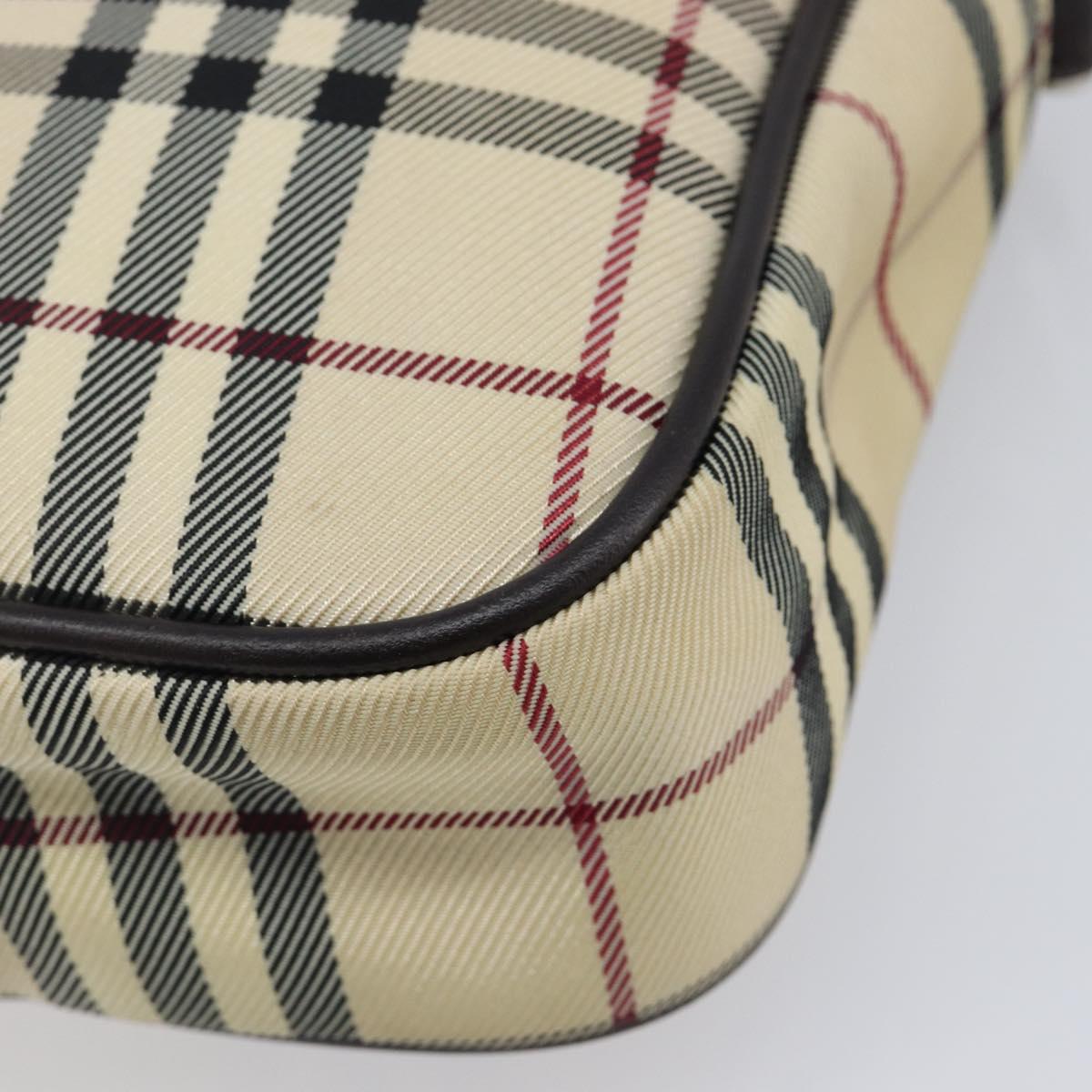 BURBERRY Nova Check Shoulder Bag Canvas Beige Silver Auth 209125A