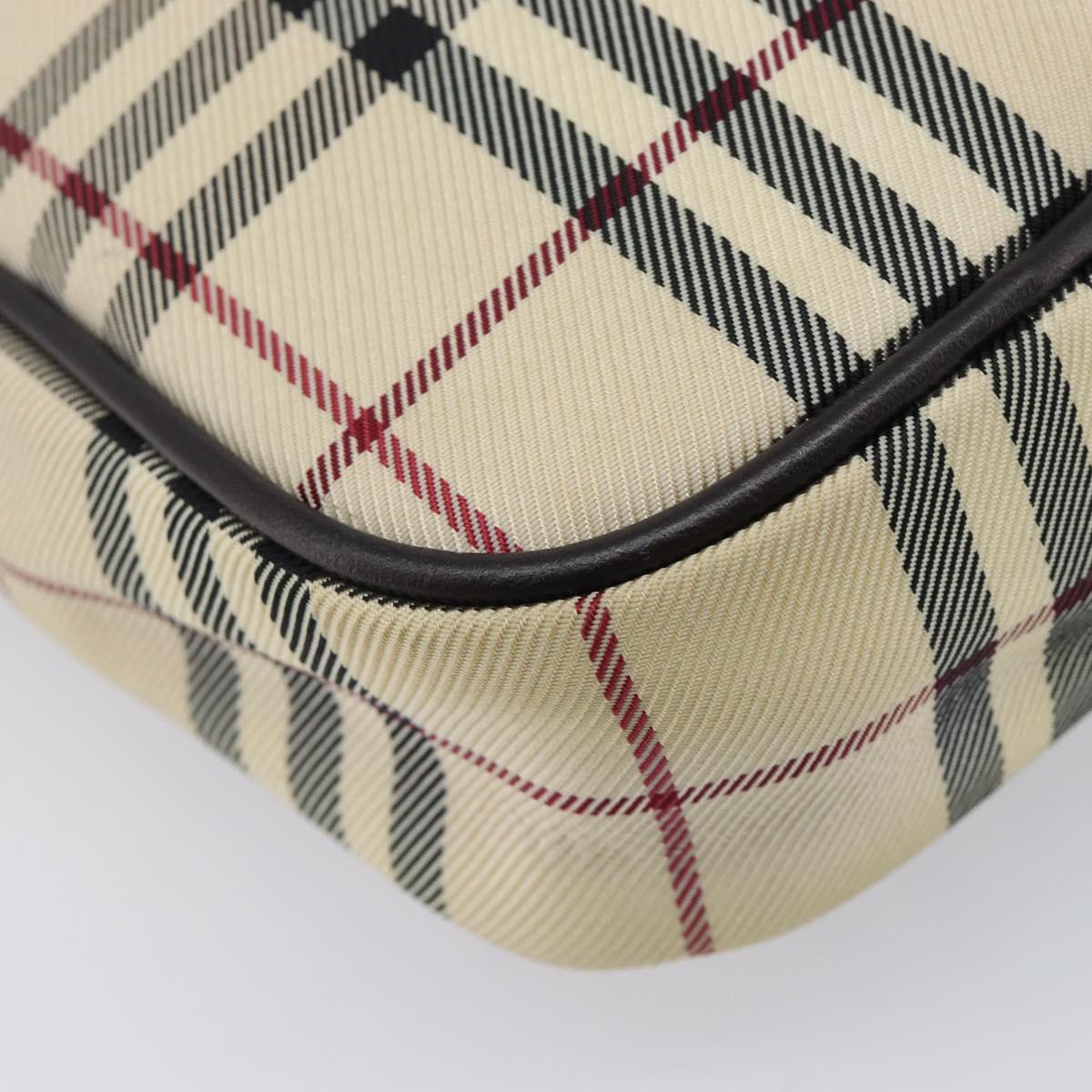 BURBERRY Nova Check Shoulder Bag Canvas Beige Silver Auth 209125A