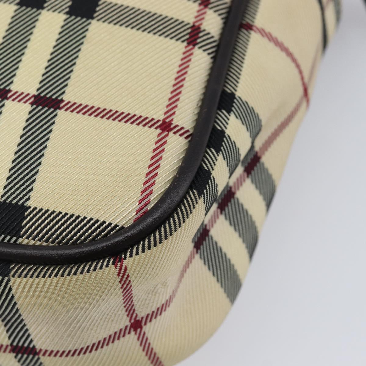 BURBERRY Nova Check Shoulder Bag Canvas Beige Silver Auth 209125A