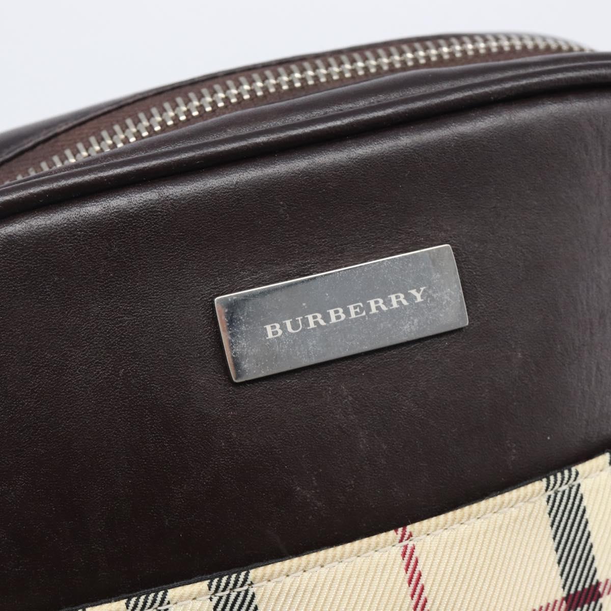 BURBERRY Nova Check Shoulder Bag Canvas Beige Silver Auth 209125A